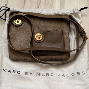 Rare Marc By Marc Jacobs Tan Taupe Crossbody with Gold Accents
